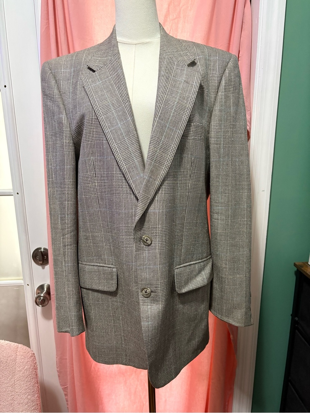 Vintage Burberrys’ Saks Fifth Avenue Glen Plaid Wool Sport Coat Blazer 44R